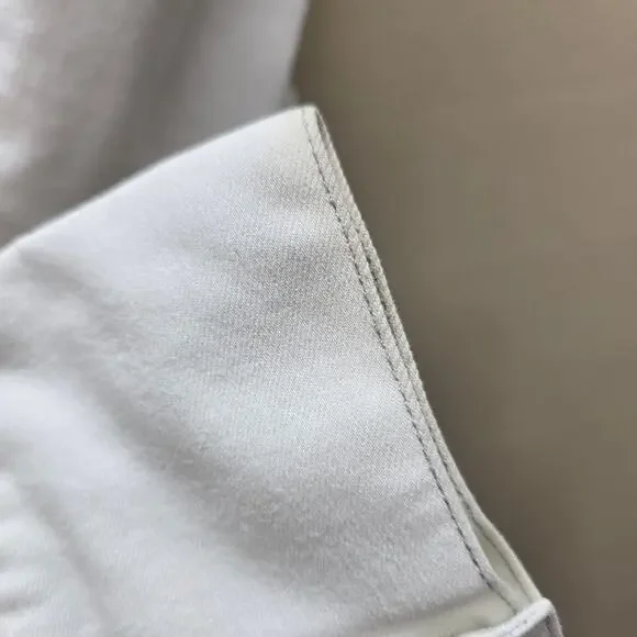 Free People Dynamite White Denim Mini Shirt Dress Snap Front Long Sleeves SZ Med - Picture 5 of 7